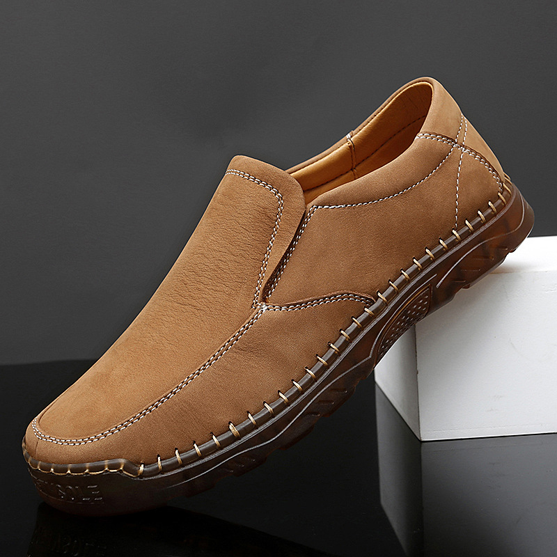 Men's Loafers In Genuine Leather, Breathable, Slip-On Casual Shoes For Summer, Trendy Goodyear Handmade Men's Shoes_vogvips.com