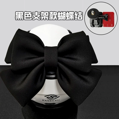 Decoration, Cycling, Bicycle, Ski – Motosiklet dəbilqələri - one-size-fits-all-pure-black-double-layer-luxury-bow-gopro-bracket