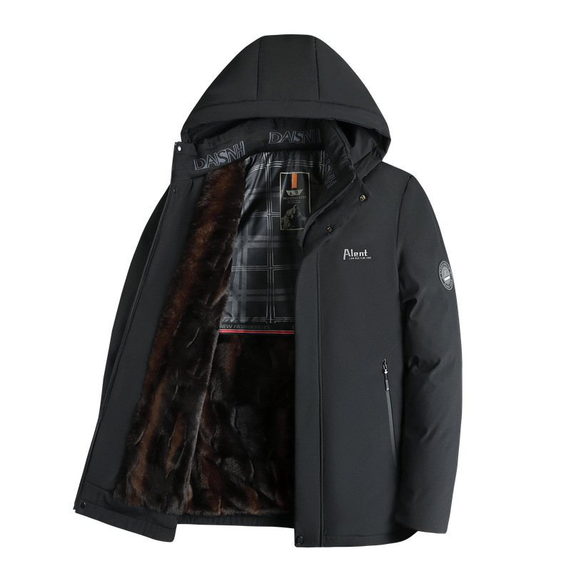 Abrigo acolchado de algodón para hombres de mediana edad 2023 Invierno nuevo sombrero desmontable cálido Abrigo acolchado de algodón para hombres