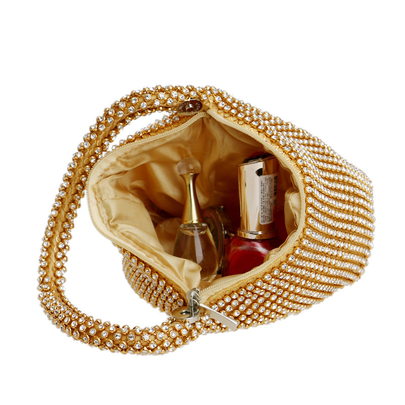 Pochette da sera da donna di alta gamma, scintillante, con design a triangolo e diamanti._voghion.com