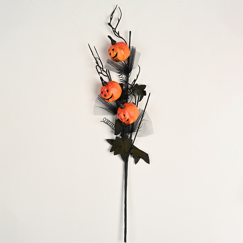 Decoración de calabazas de Halloween sonrientes flores de ramas de flores de jardín decoraciones de mesa festivas decoraciones de ramo image 11