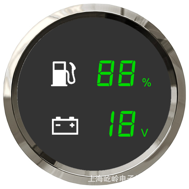 Erheyi – automobile instrument Gauge Oil Level - silver-edge-black-background-oil-level-voltage