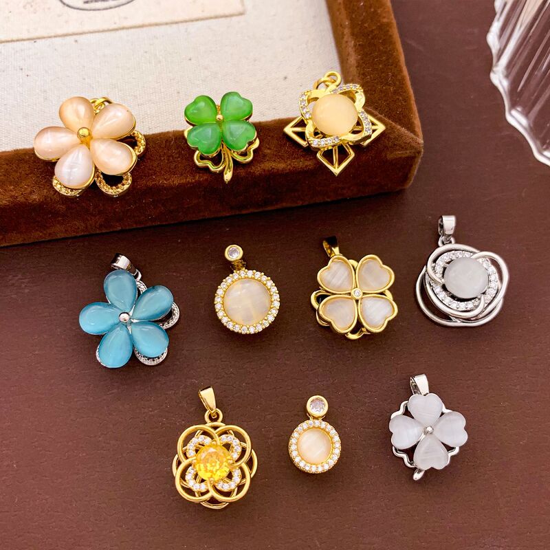 Cross-Border Rotating Flower Cat's Eye DIY Jewelry Accessories Niche Design Elegant Versatile Fashion Hot-Selling Accessories