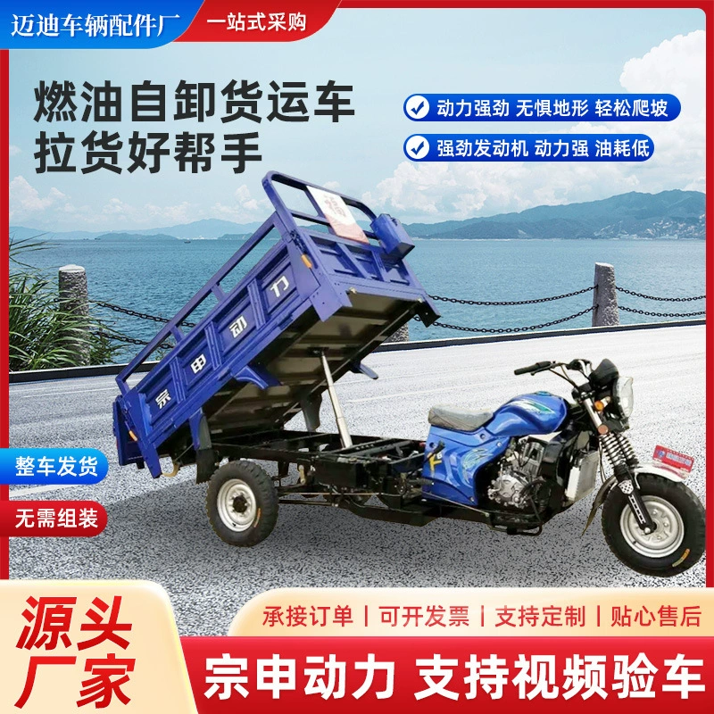 Топливный трехколесный мотоцикл самосвал грузовик для взрослых домашних хозяйств