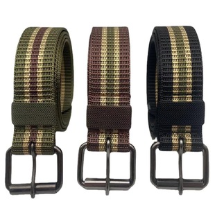 Live Gift Canvas Belt Belt Trouser Belt Smooth Perforated Buckle Men's Nylon Woven Business Toothless Pin Buckle Belt