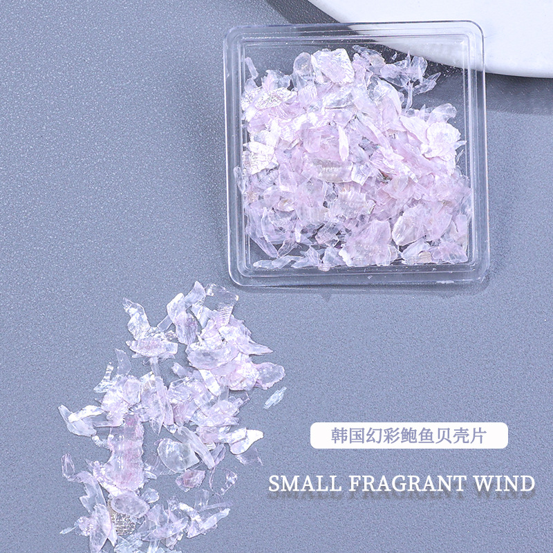 Decoraciones para uñas, piezas de concha de abulón iridiscente, decoraciones en caja, venta al por mayor, fragmentos de concha ultrafinos irregulares, decoración para uñas DIY