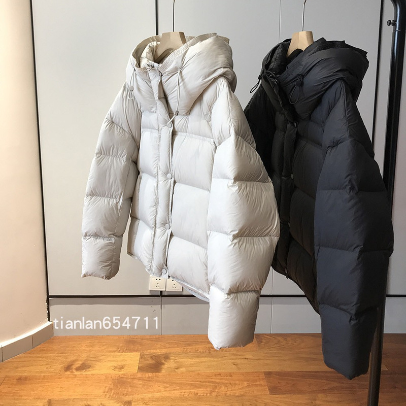 Special~Small Quantity~Super Value! 90 White Duck Down! Thickened Loose Short Hooded Bread down Jacket