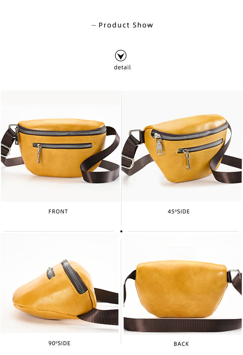 Fanny Pack Bags Type Daily Occasion Women's Fashion Solid Color Pu Leather Waist Bags