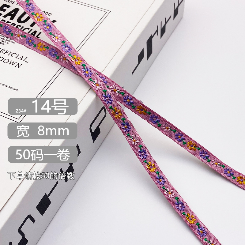 Chuanzhou ropa accesorios de encaje de poliéster jacquard banda 8MM flores decoración universal borde de zapatos accesorios gorra