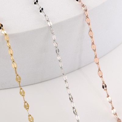 现货 女士钛钢项链 O字链链条 嘴唇链扁十字不锈钢项链长度多规格|ru