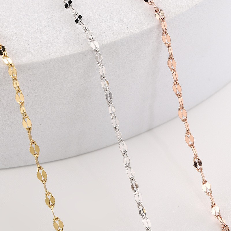 现货 女士钛钢项链 O字链链条 嘴唇链扁十字不锈钢项链长度多规格|ru