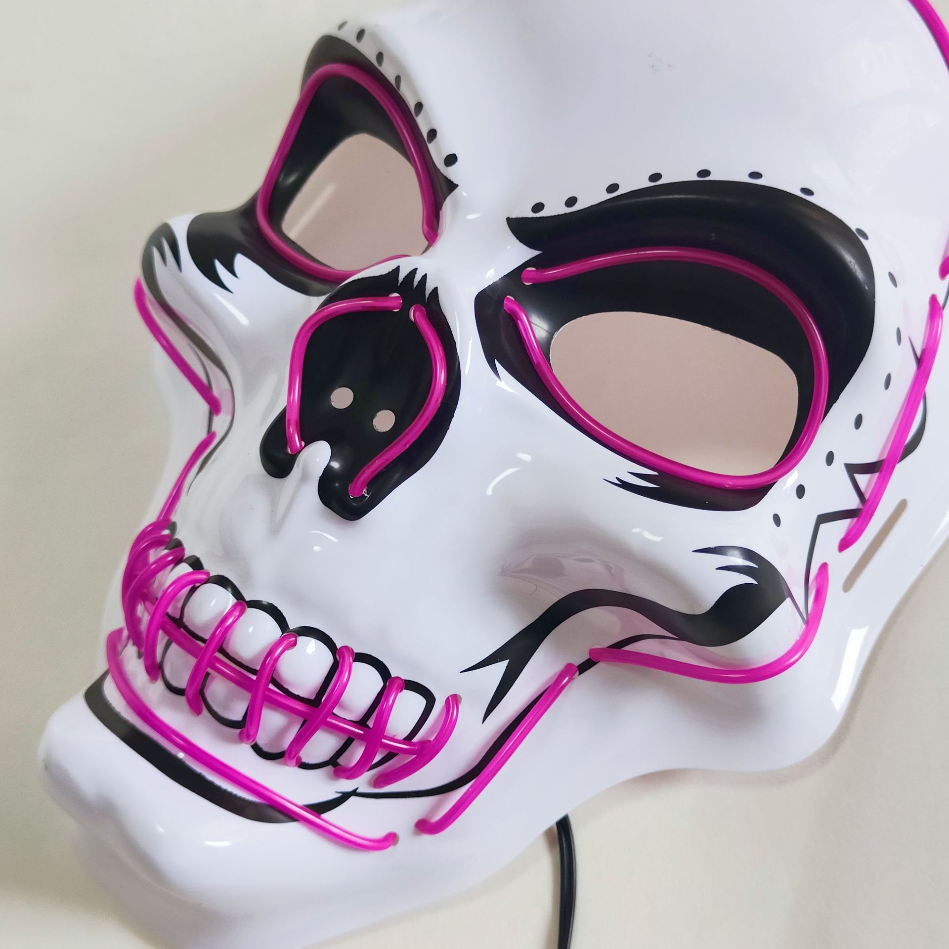 Halloween máscara de luz fría de PVC cráneo blanco máscara luminosa de fantasmas de terror