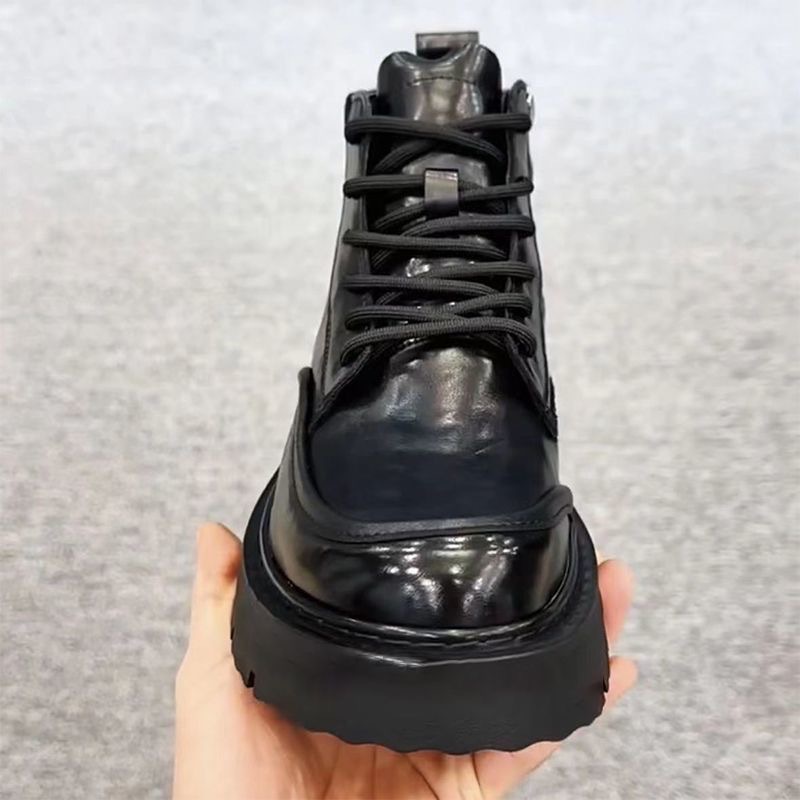 2025 invierno nuevo negocio botas cálidas de terciopelo hombre redonda moda británico versátil zapatos de cuero locomotora suave image 3