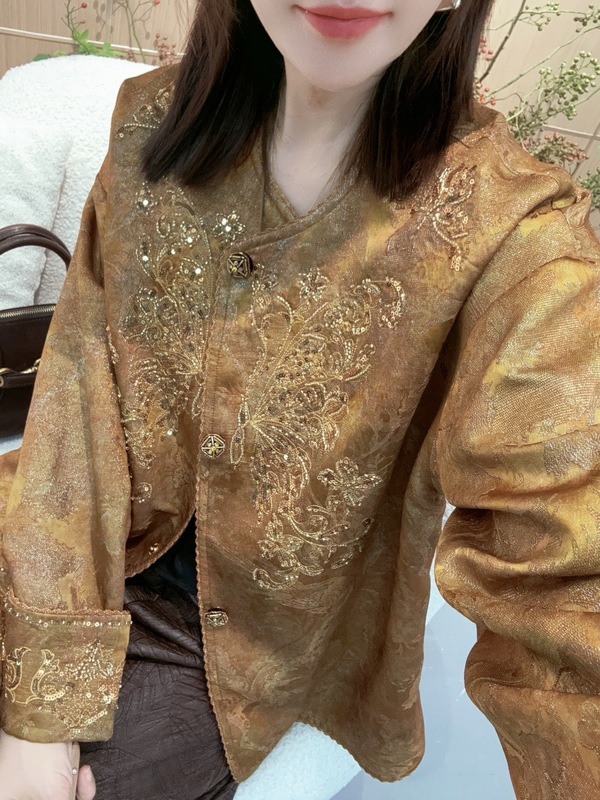 高端气质名媛风重工钉珠外套2025秋季新款国风复古气质宽松上衣女|undefined