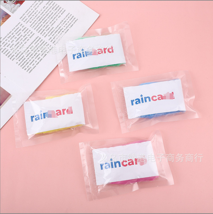 Rain Card Card Raincoat Adult Disposable Vacuum Compression Packaging Raincoat Mini Portable Poncho Transparent