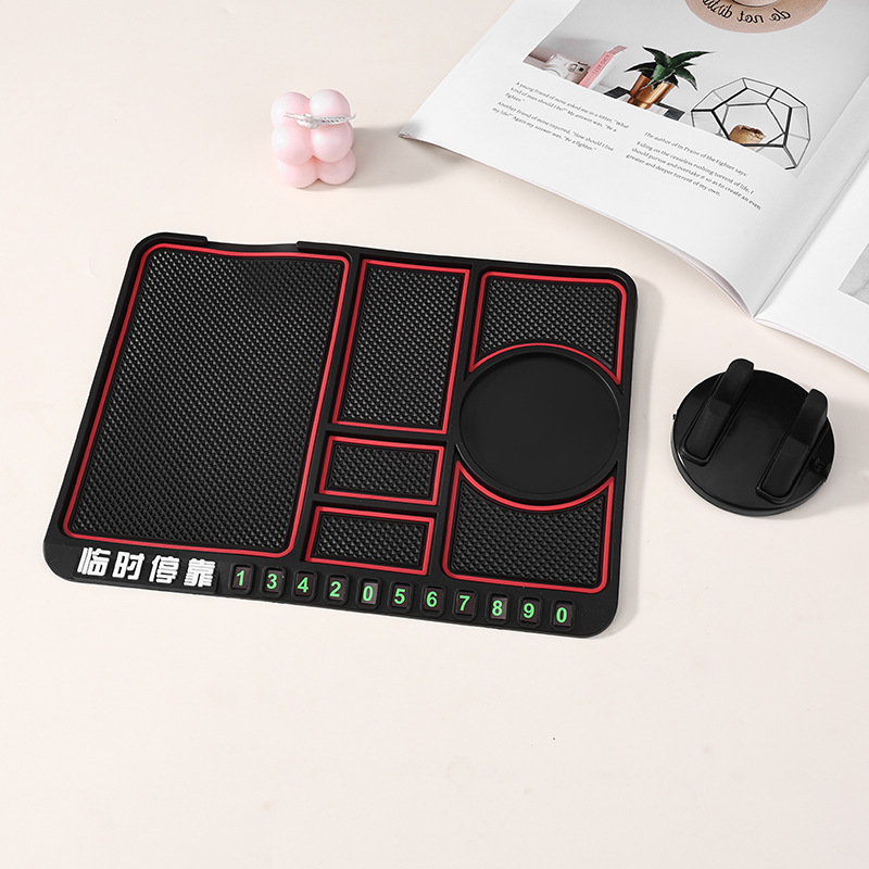 Soporte de teléfono móvil del coche estera antideslizante multifuncional soporte de navegación del coche marco tablero de instrumentos del coche señal de estacionamiento temporal