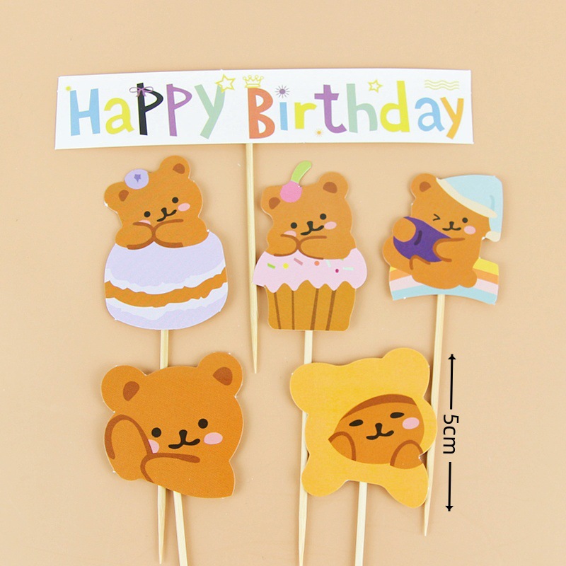 Ins pastel de cumpleaños decoración de cartón de dibujos animados en línea de cerámica suave osos adornos de vela globo postre mesa de inserción