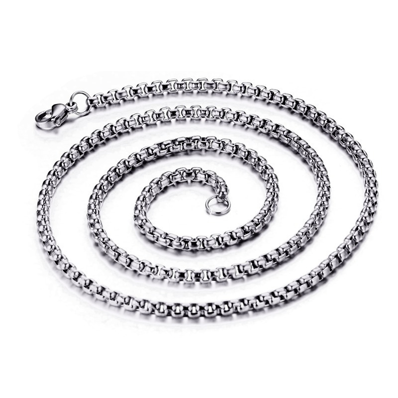 Herren Halskette Mit Quadratischer Perle Aus Edelstahl_voghion.com