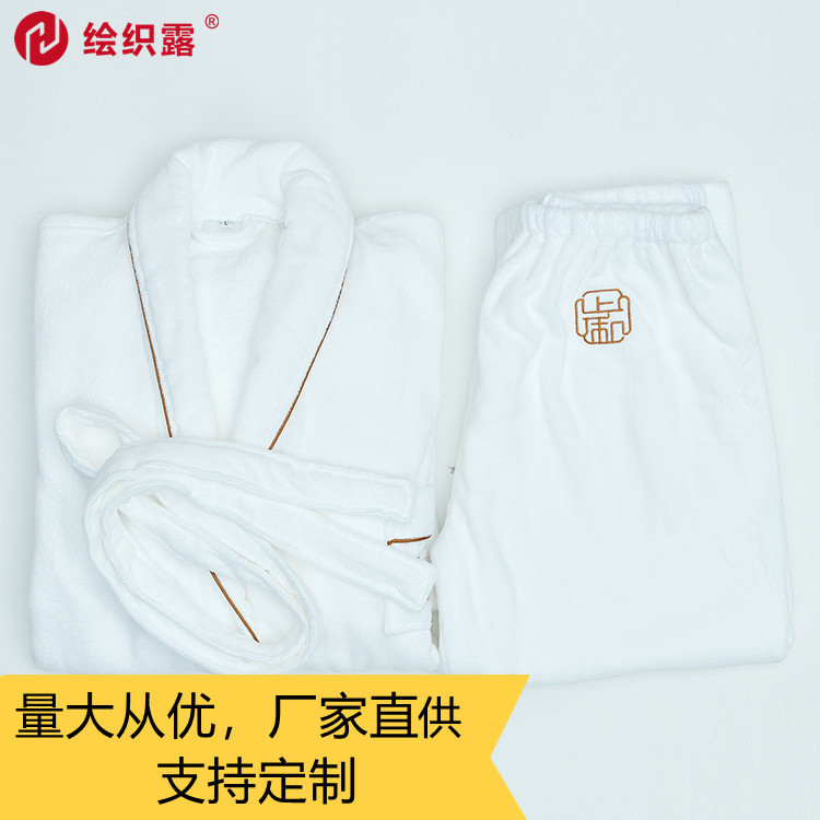 Pure cotton beauty spa club white bathrobe hotel spa bathrobe cut velvet robe custom logo foreign trade