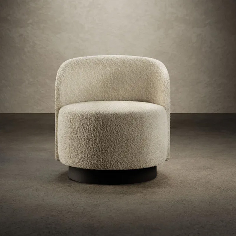 Italian-style ancient lamb cashmere single leisure chair, Nordic light luxury minimalist wabi-sabi style round living room sofa, viral chair