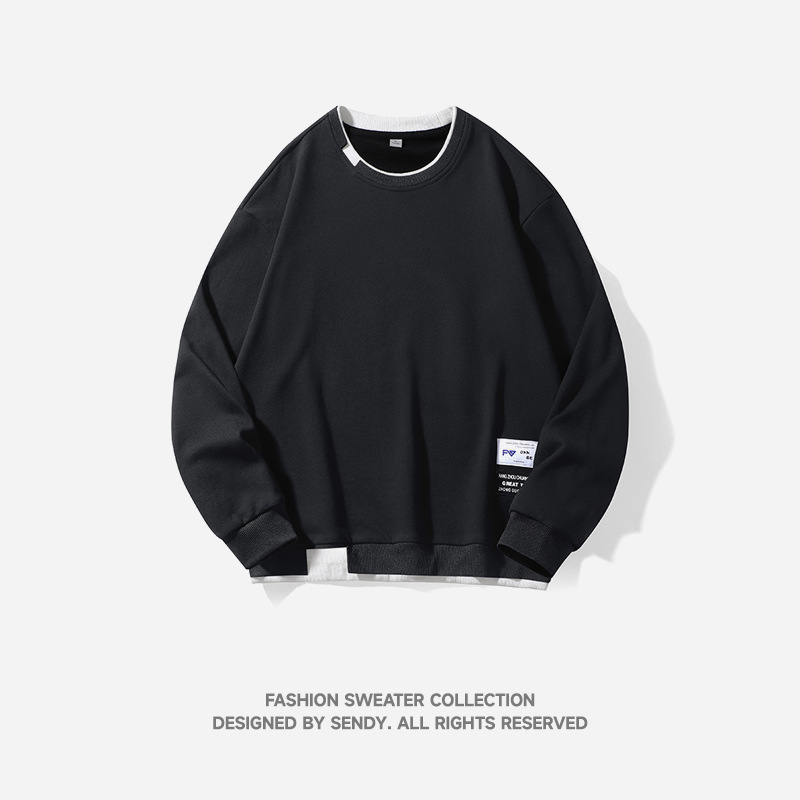 Men's Clothing Men's Casual Versatile Handsome Pullover Crew Neck Printed Long Sleeve Sweatshirt Spring Autumn_voghion.com