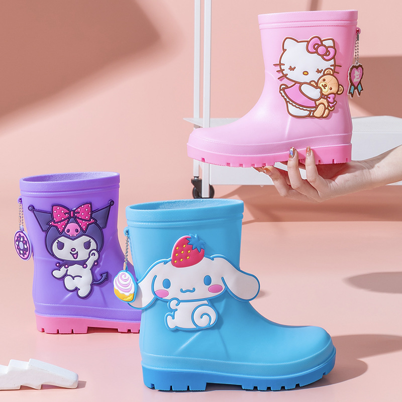 Sanliou new Four Seasons children's rain boots rain boots coolomi Hello Kitty big eared dog non-slip medium and big children Soft