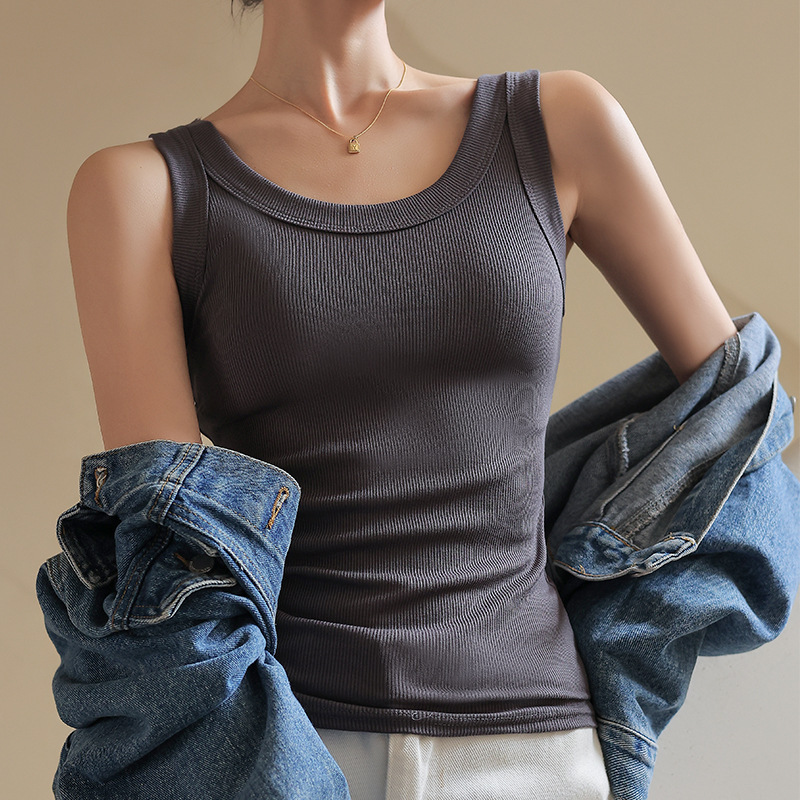 2025 New Modal Knitted Threaded Camisole Women's Summer Basic All-match Inner Breast Cover Top 2025 New Modal Knitted Threaded Camisole Women's Summer Basic All-match Inner Breast Cover Top