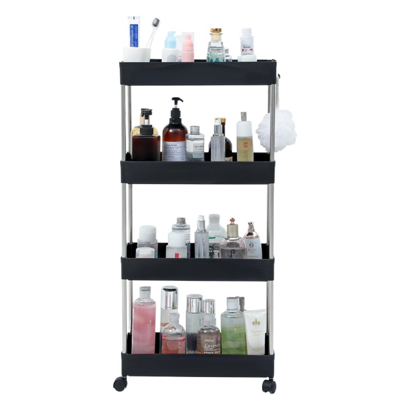 Estrecho de piso de tipo baño estante de almacenamiento de baño de almacenamiento de múltiples capas de almacenamiento móvil sala de estar de cocina