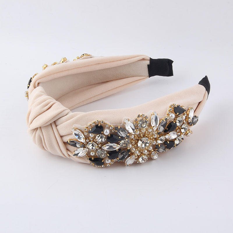 New Fashion Temperament Chiffon Cloth Rhinestone Pearl Geometric Flower Headband Women's Ball Travel Gift Hair Accessories Headdress display picture 5