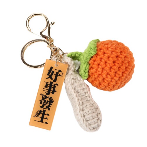 Finished product good things happen buckle keychain pendant wool knitted persimmon companion gift bag accessories student gift