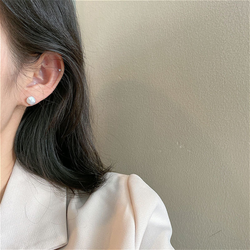 1 Pair 925 Sterling Silver Freshwater Pearl To report this seller and/or product Geometric Ear Studs