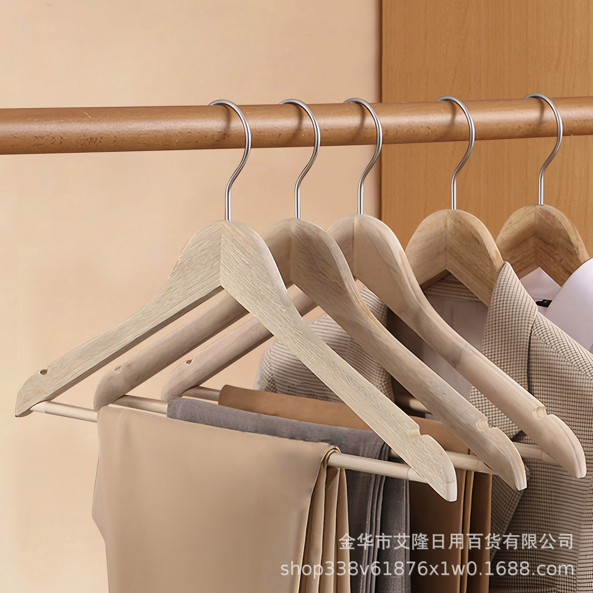 Percha de madera de alcanfor, traje, traje, ropa de madera maciza sin pintura, colgante, soporte de ropa de madera sin costuras para hotel en casa, anti-moho e insectos