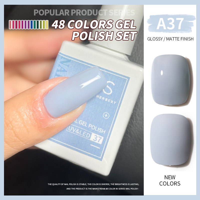 Una botella de pegamento de esmalte de uñas de un color 2022 nuevo verano popular 48-color Pequeño conjunto para el salón de uñas traje completo