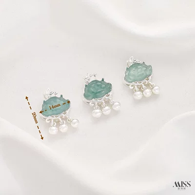 Zərgərlik ara hissələri, God, Ruyi Lock, Lotus Hand - silver-natural-grade-a-jadeite-step-by-step-lotus-1-piece