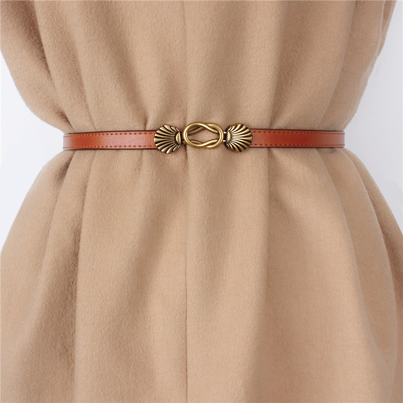 Adjustable Coat Belt for Women, Simple and Versatile, Suitable for Dresses, Leather Belt, Sweater Decoration, Tie Belt with Metal Buckle Waist Cincher