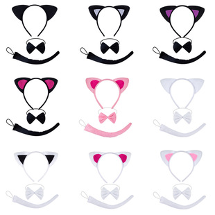 Children's Day Prom Performance Headwear Halloween Headband Decoration Party Headband Cat Ear Three-Piece Headwear