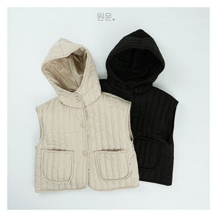 Children's cotton-padded jacket vest winter clothing new Korean style boys and girls cotton hooded waistcoat cotton warm coat outside wear fashion