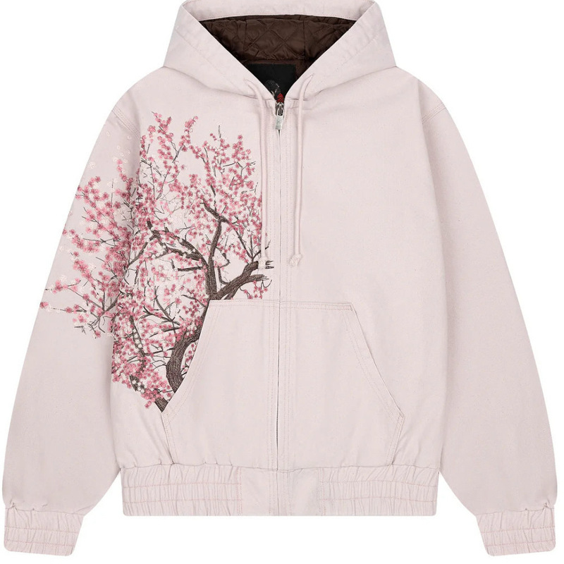 Cross-Border European and American Retro Plum Blossom Embroidery Men's Personalized Street Style Hooded Zipper Thickened Jacket Loose Casual Wear