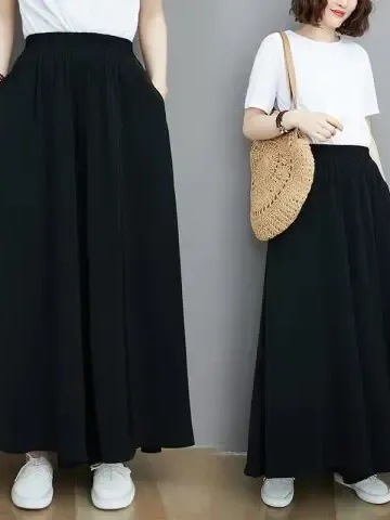 Extra-large code women's loose casual straight-leg pants 300 pounds fat-hiding elastic high-waist flowing wide-leg skirt for women