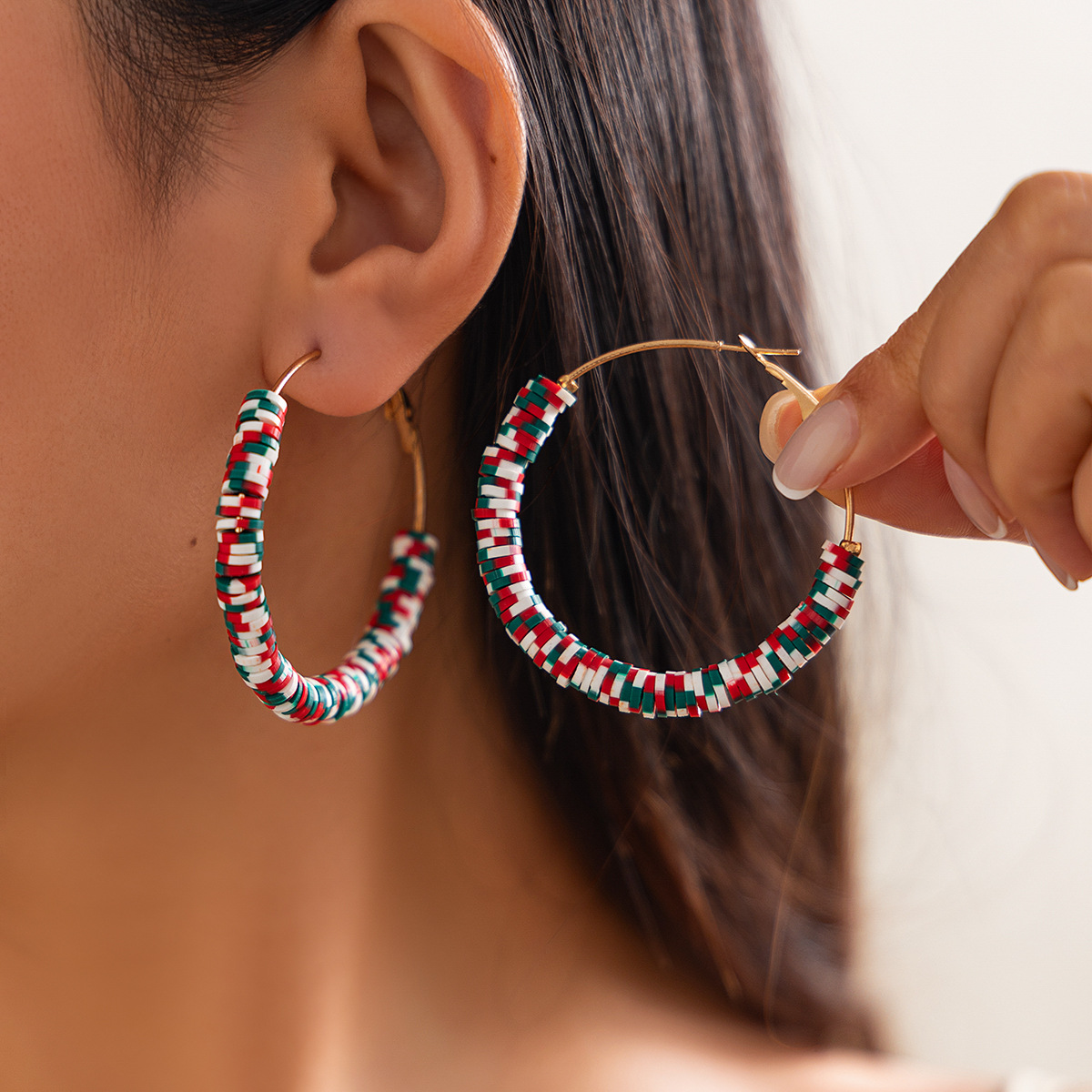 Colorful Soft Ceramic Set With Personalized Hand Drawn Geometric Earrings For Women_voghion.com