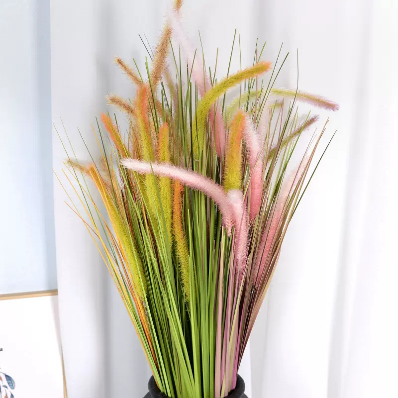仿真7头狗尾巴草植物盆景 酒店家居装饰马尾盆栽绿植假花仿真花
