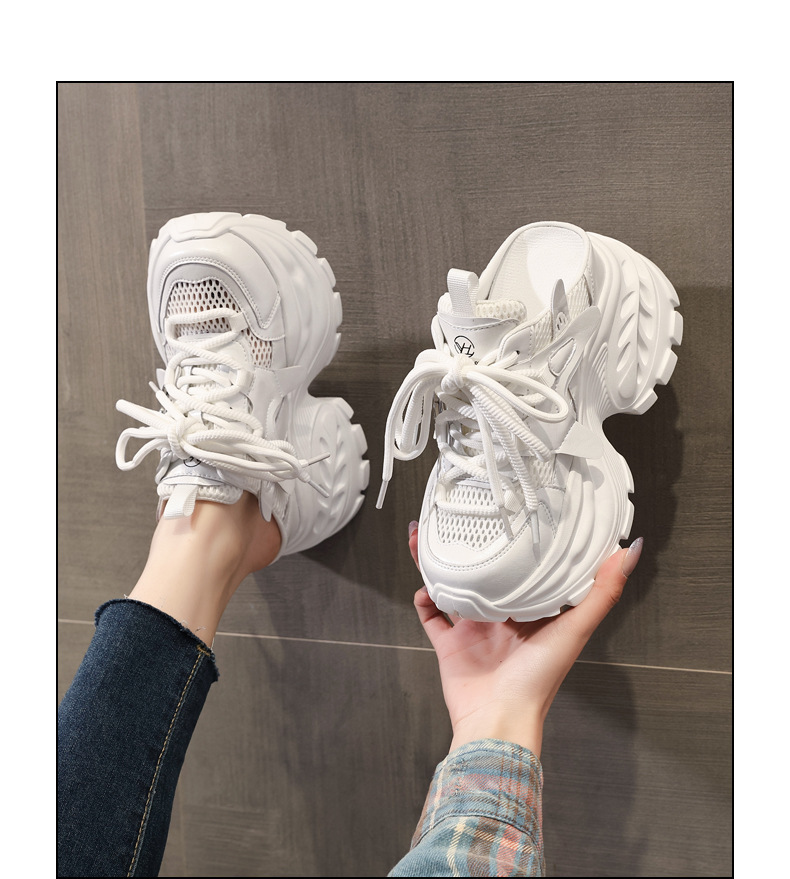 Giày sneaker nữ đế dày tăng chiều cao phong cách Hàn Quốc mùa hè 2026 — màu sắc, màu trắng chi tiết 14