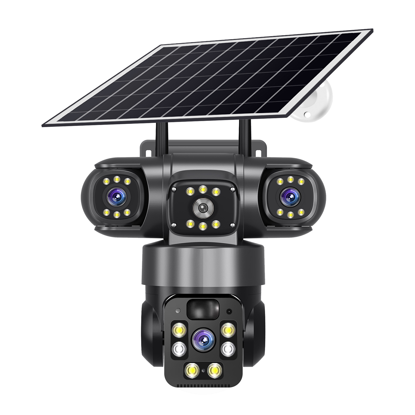 4G solar real triple lente triple cámara panorámica 360 grados HD visión nocturna monitoreo WiFi inalámbrico