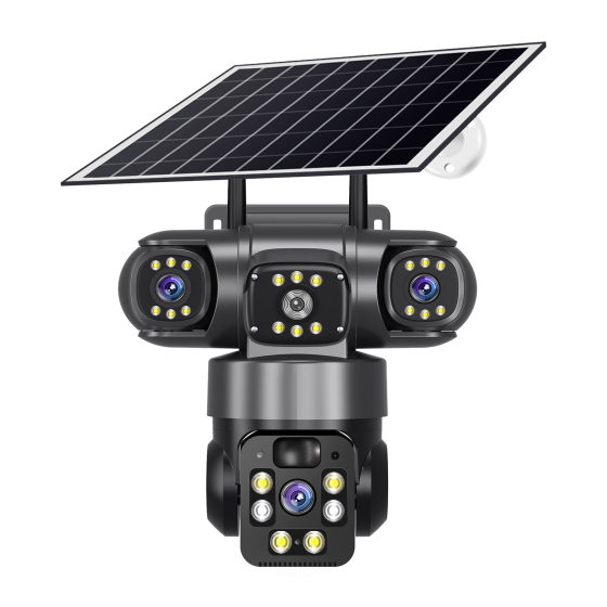 4G Solar Real Three Lens Three Picture Camera Panoramic 360 Degree HD Night Vision Wireless WiFi Monitoring