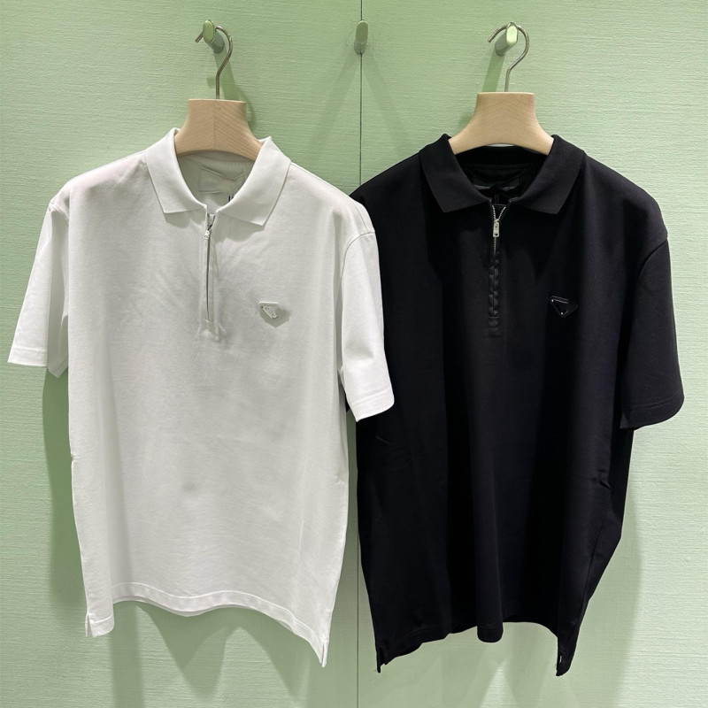 Ceiling Poison 2025 夏新作 P's 三角鉄ロゴ ジッパーラペル ポロシャツ 半袖 Tシャツ|undefined