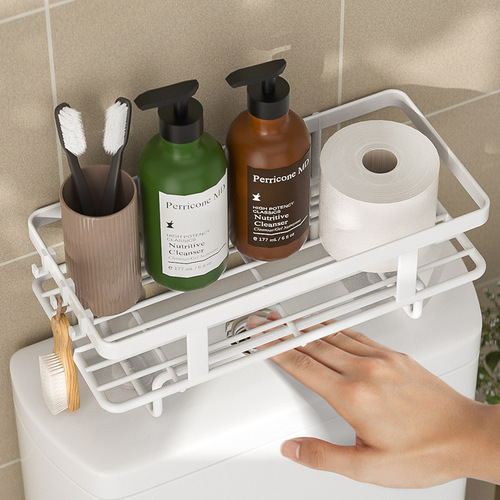 No punching bathroom toilet storage rack household toilet sink hanging basket toilet rack wall hanging storage rack