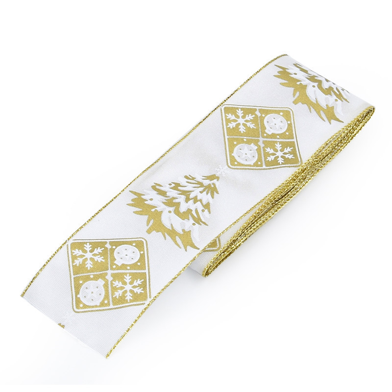4cm de ancho AliExpress Navidad tejido Jacquard cinta de tela muñeco de nieve en ambos lados del árbol de Navidad cinta de alambre 2 yardas