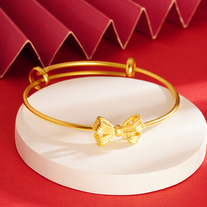 Pulsera de arco de mariposa dibujo ajuste de oro de arena vietnamita no desvanecerse universal dulce oro chapado latón Yiwu joyerías suministro
