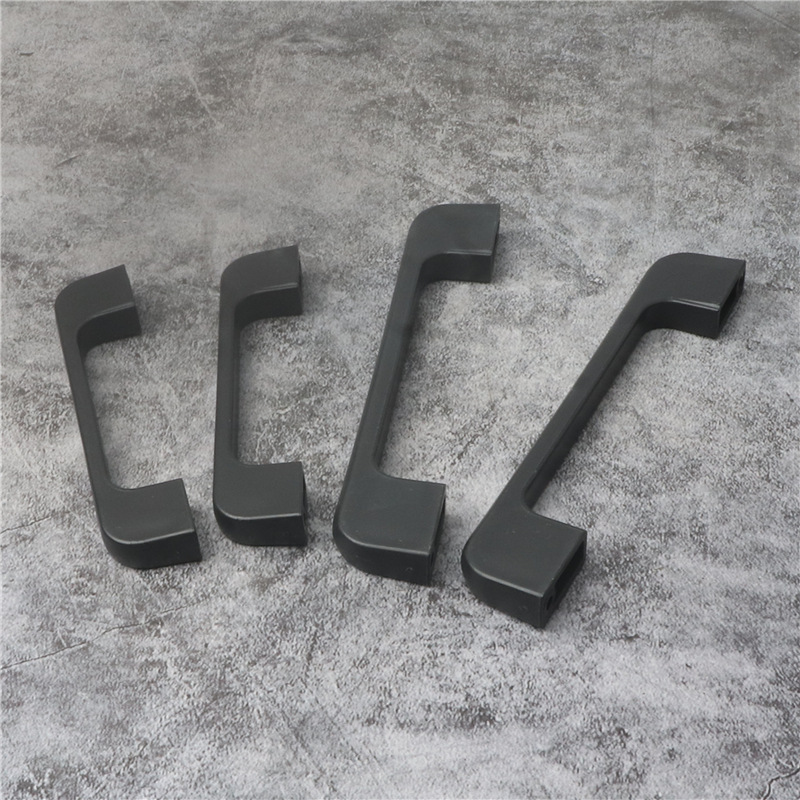 橱柜抽屉把手衣柜门极简约拉手轻奢黑色塑料双孔床头柜门把手拉手