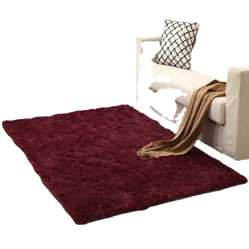 Alfombra de lana de seda, resistente a la suciedad y fácil de cuidar, alfombra de sala de estar, almohadilla de pie absorbente de pelo largo de color sólido, almohadilla antideslizante de gran superficie